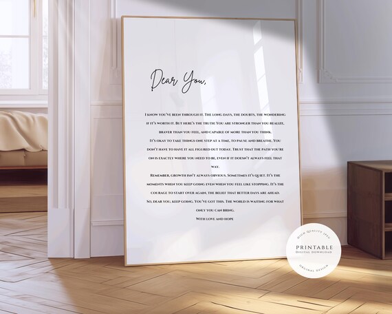 Dear You Minimalist Quote Art Print