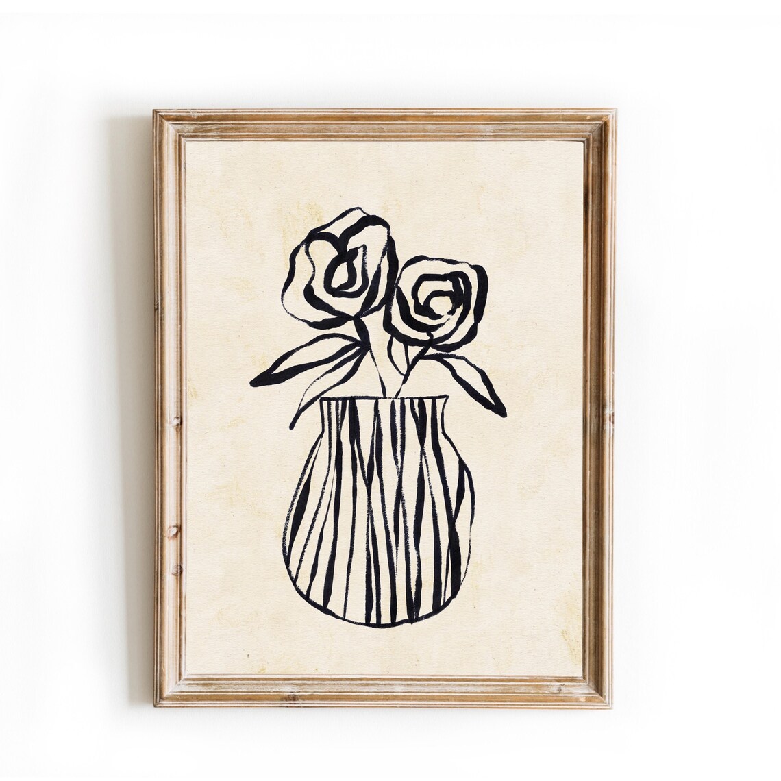 Ink Illustration Neutral Abstract Botanical Boho Vase