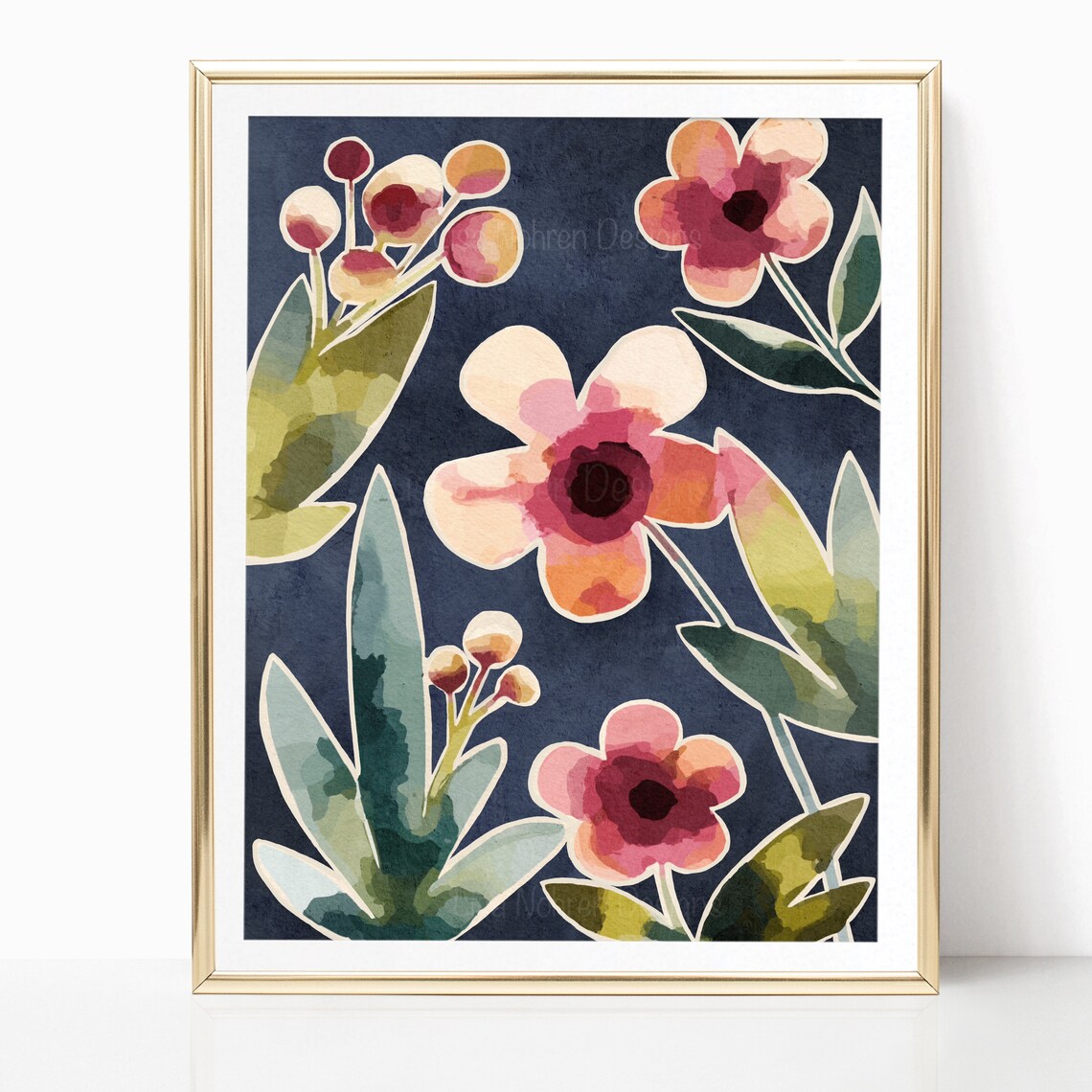 Tropical Floral Abstract Flowers Botanical Art Print