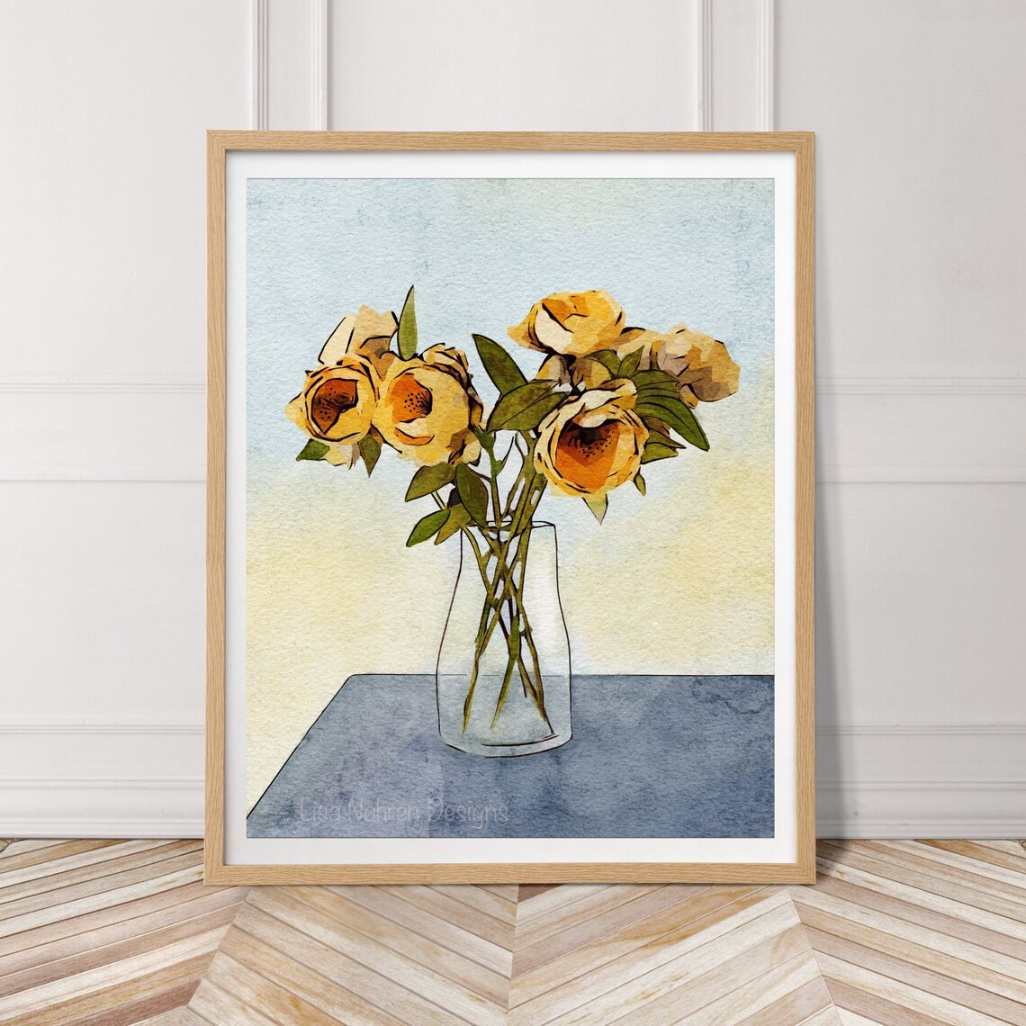 Modern Abstract Floral Illustration, Botanical Flower