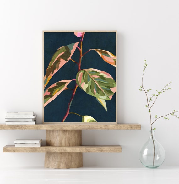 Abstract Floral Plant Wall Art, Boho Botanical Leaves