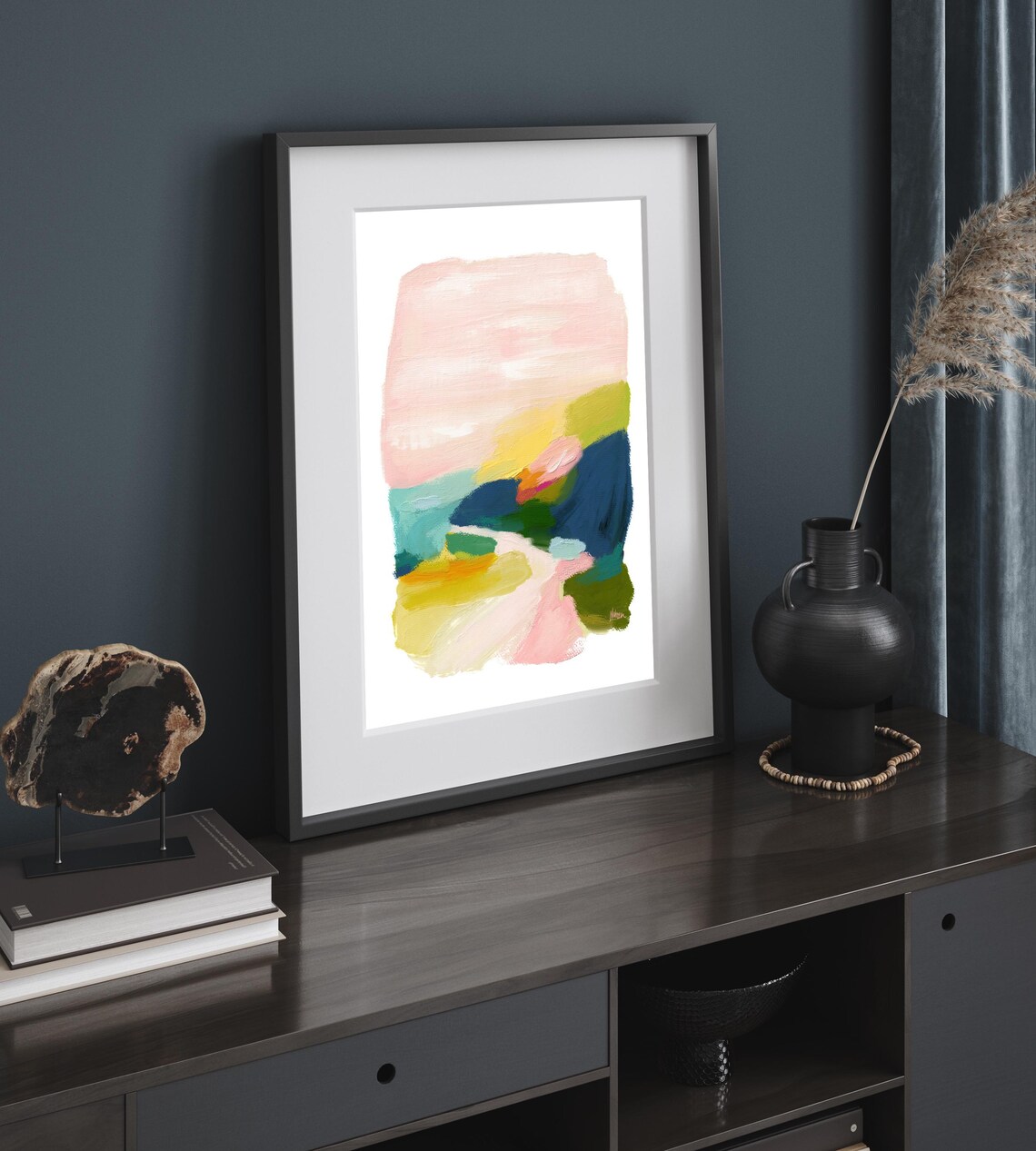 Colorful Abstract Coastal Landscape Pastel Brushstrokes Art Print