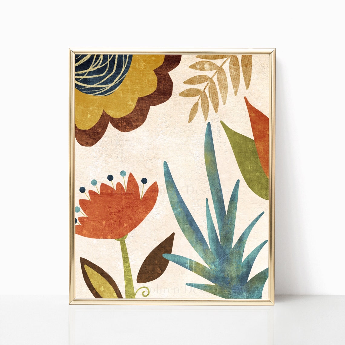 Mid Century Modern Abstract Floral, Botanical Print