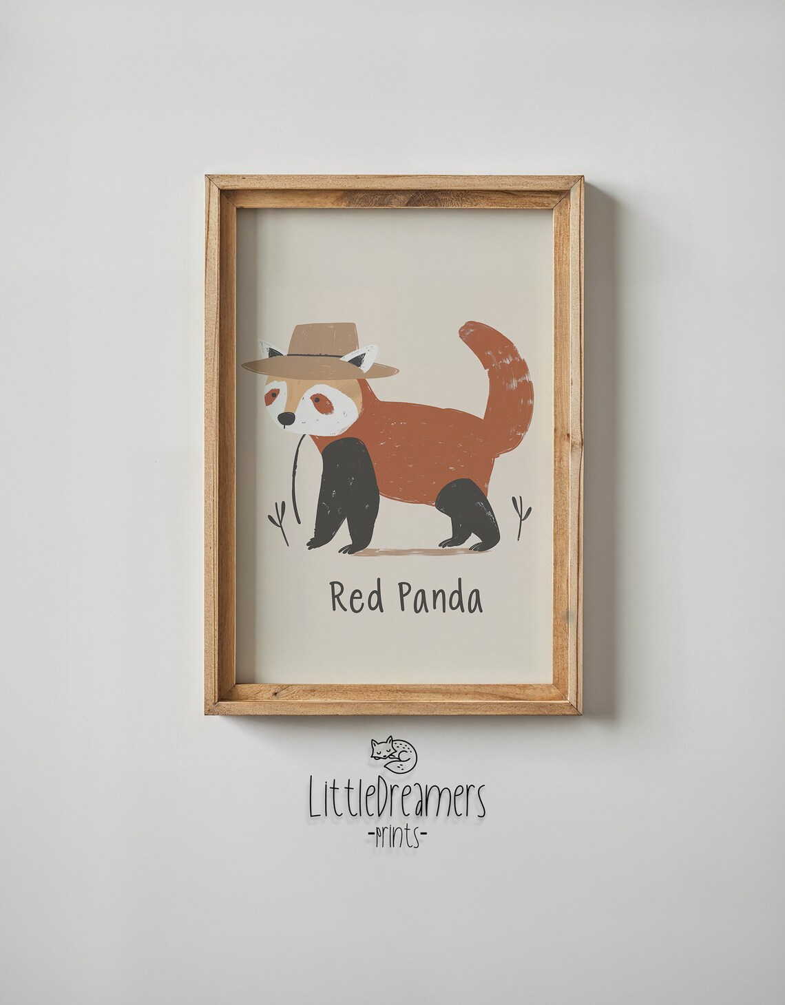 Red Panda Wearing Hat Beige Background Kids Nursery Bedroom Art Poster - Image 6