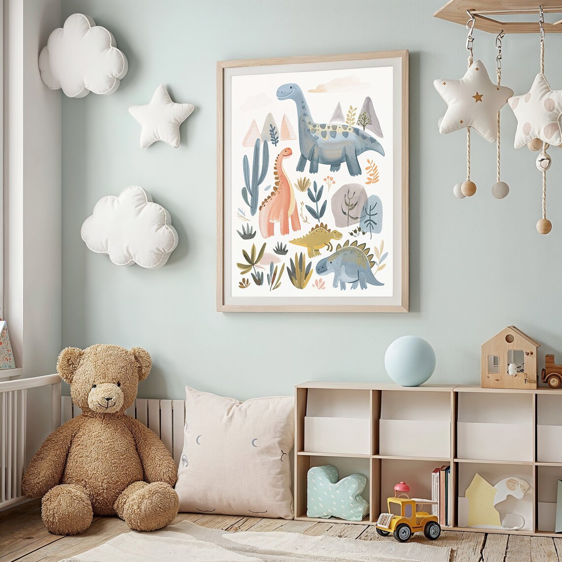 Playful Dinosaur Nursery Art Print, Kids Room Decor - Image 2