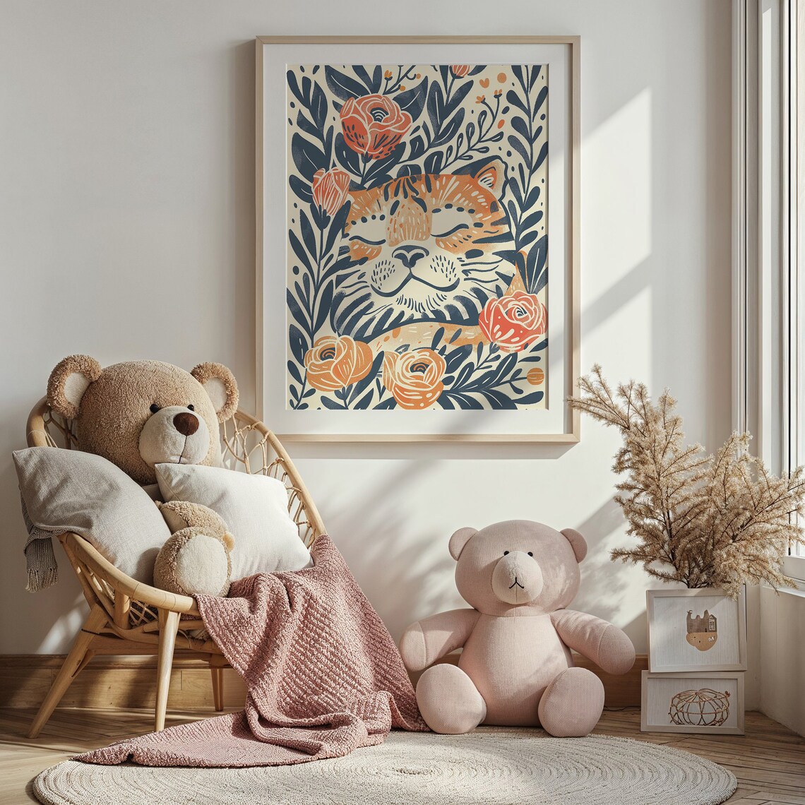 Tiger Cub And Flowers Nursery Art Print, Kids Room - Image 3