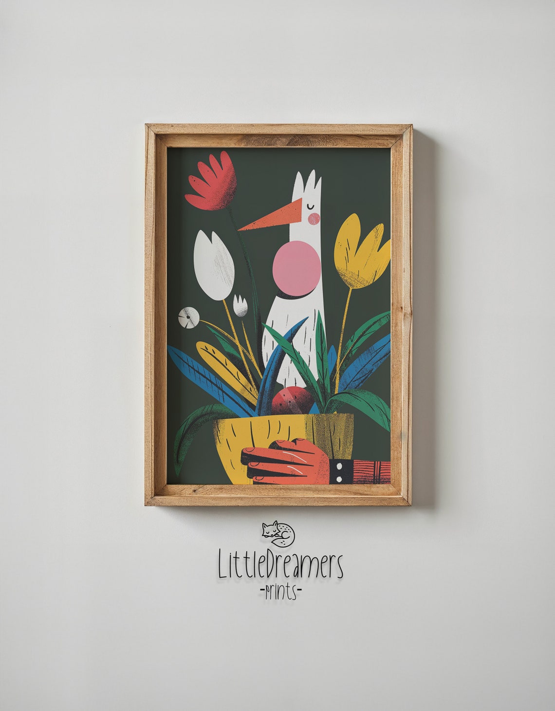 Whimsical Long Beak Bird Flower Pot Bold Botanical Pop Art Poster - Image 5