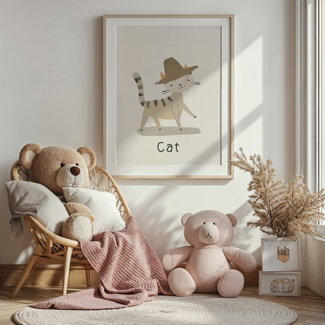 Cat With Hat Nursery Wall Art, Playful Feline Poster - Image 4