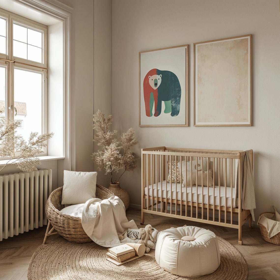 Modern Polar Bear Rust Red And Teal Minimalist Kids Wall Art Poster - Image 3