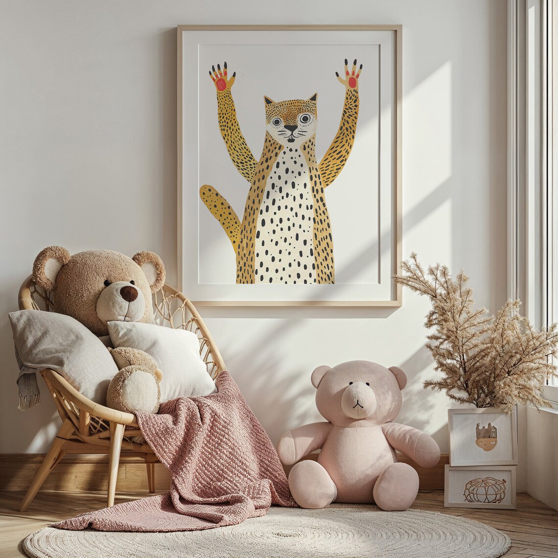 Cheerful Cheetah Paws Up Spotted Yellow Kids Safari Wall Poster - Image 5