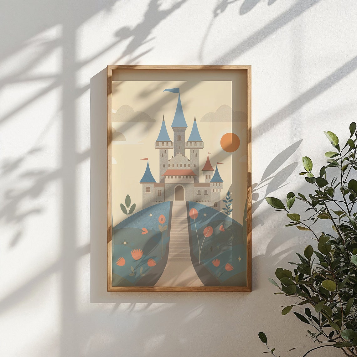 Fairytale Castle Print Nursery Wall Art Kids Fantasy Poster Enchanted Castle Decor Whimsical Artwork Gift Neutral Tones - Image 5