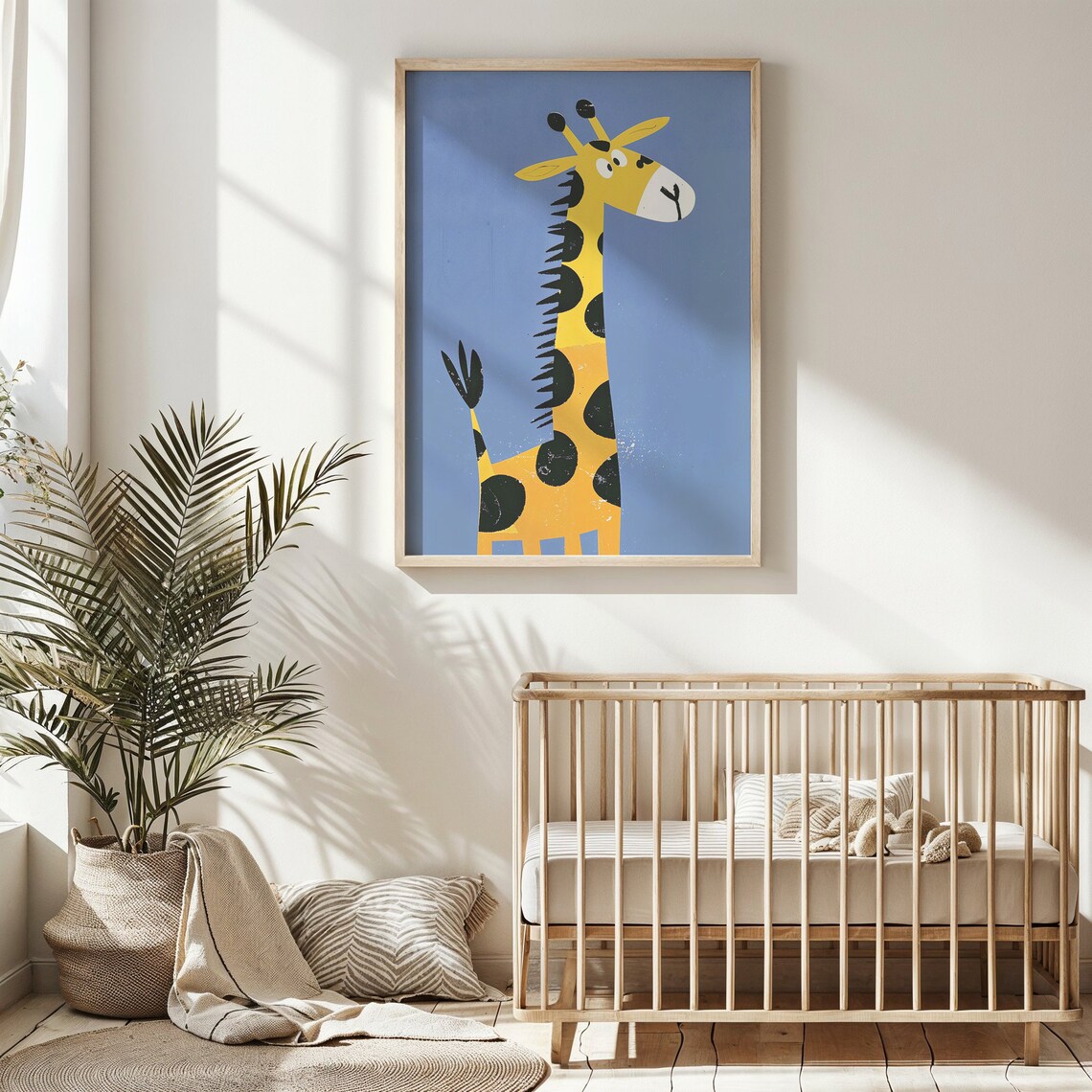 Playful Yellow Giraffe Cartoon Illustration Nursery Kids Room Animal Poster - Image 6
