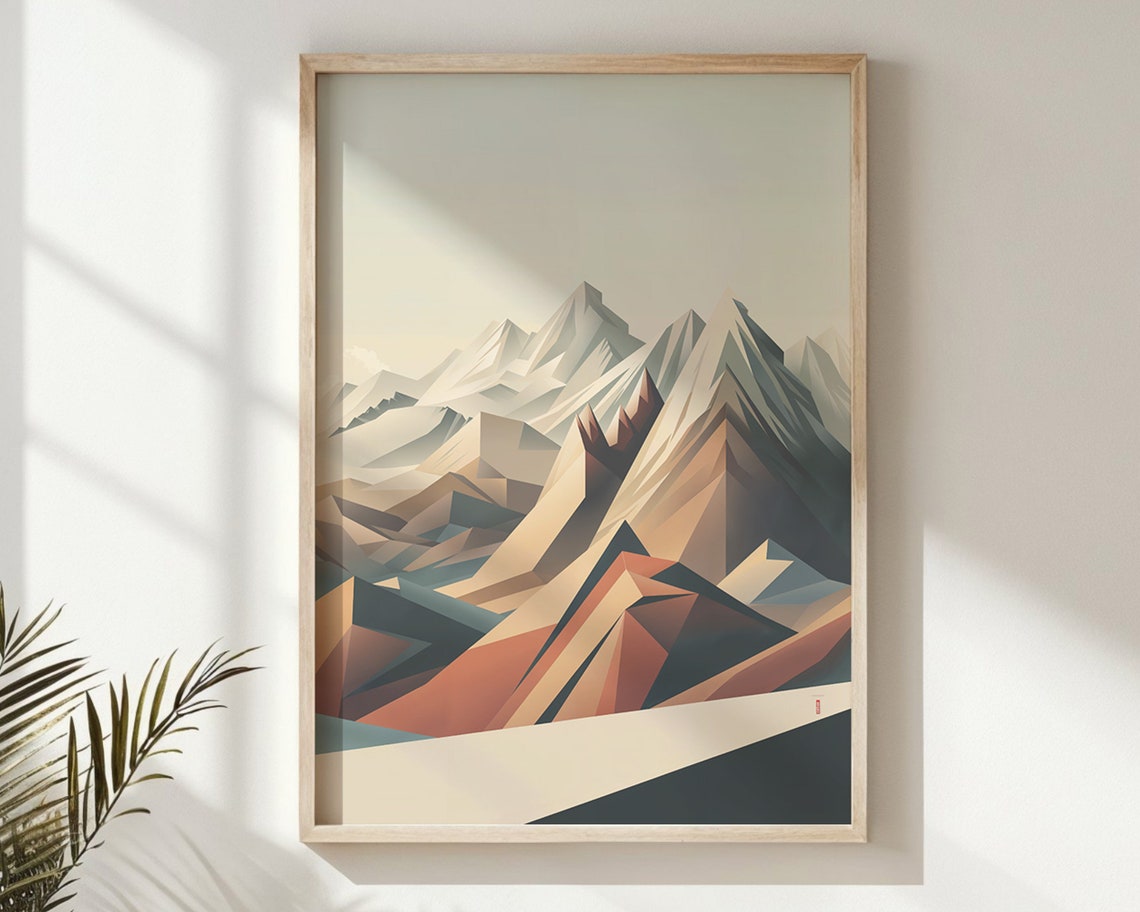 Abstract Geometric Mountain Range Earthy Warm Modern Wall Poster