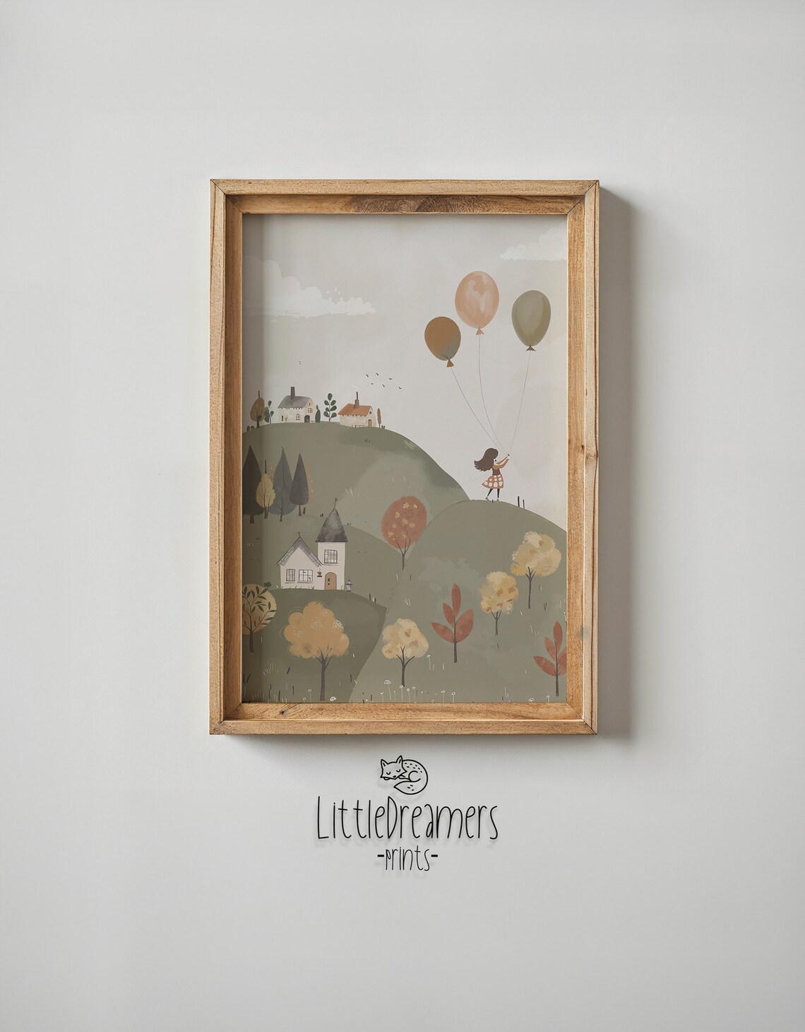 Girl With Balloons Autumn Hills Cottages Kids Room Wall Art Poster - Image 6