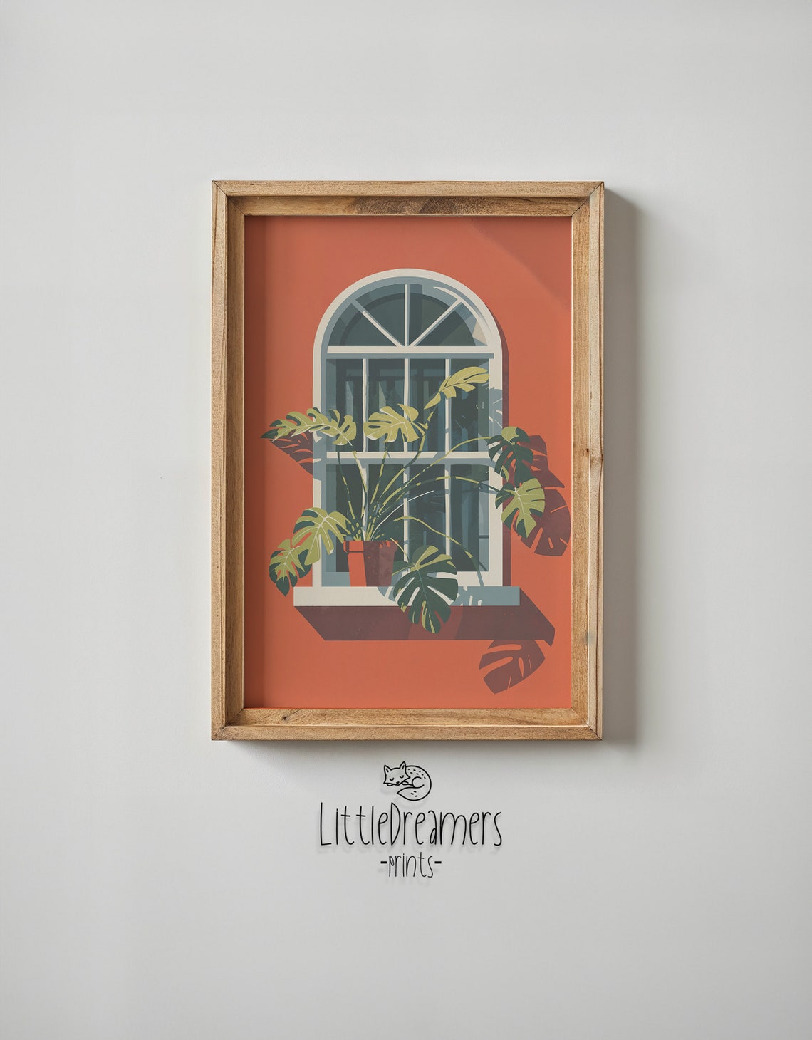 Monstera Leaves Arched Window Terracotta Wall Botanical Art Poster - Image 5