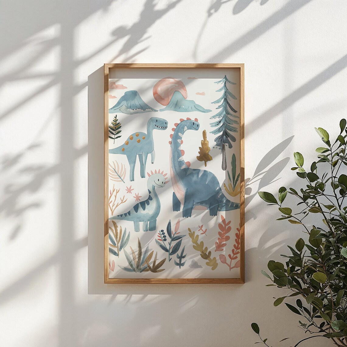 Watercolor Dinosaur Nursery Art Print, Playroom Decor - Image 5