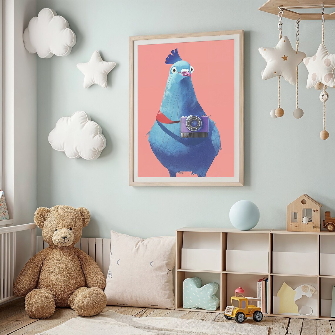 Photographer Pigeon Nursery Art Print, Whimsical Kids Decor - Image 5