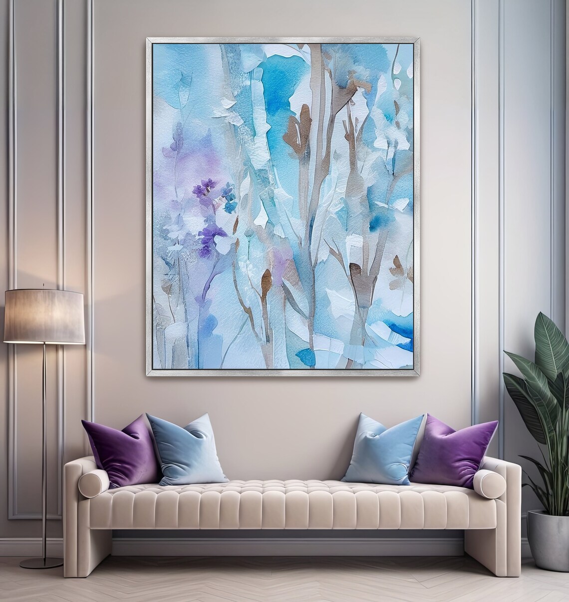 Abstract Acrylic Painting, Textured Purple Wall Art Print - Image 2