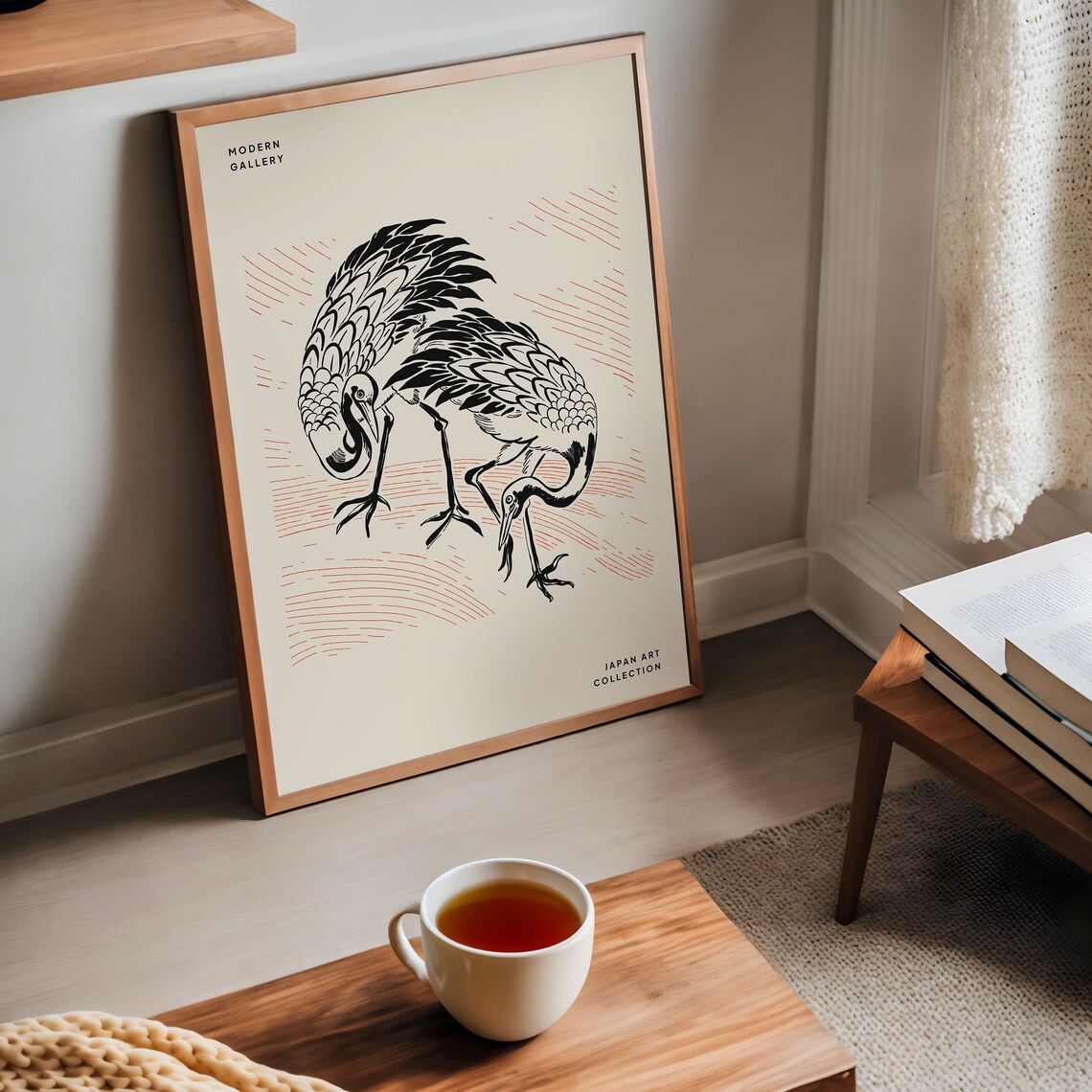 Japanese Crane, Vintage Illustration Art Print - Image 3