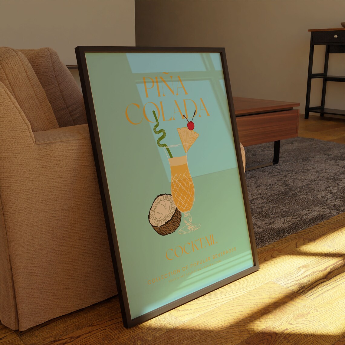 Pina Colada Cocktail Retro Vintage Bar Beverage Collection Poster - Image 3