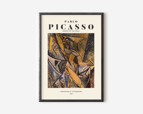 Picasso Exhibition Wall Art Print Neutral Beige Abstract Vintage Minimalist Gift Idea Famous Artist Print Brown Gallery Wall Home Decor