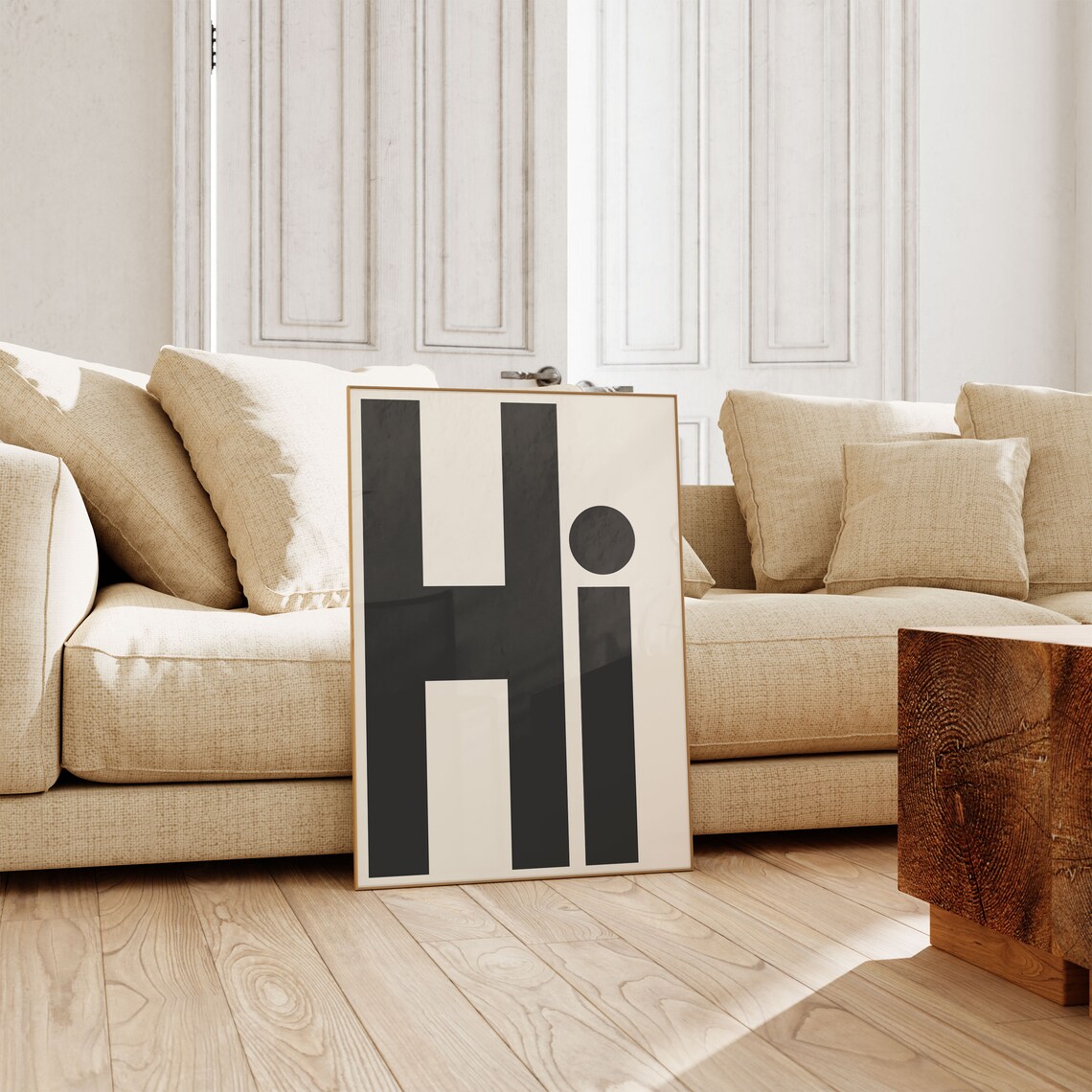 Bold Lowercase Hi Typography Minimalist Black Greeting Poster - Image 4