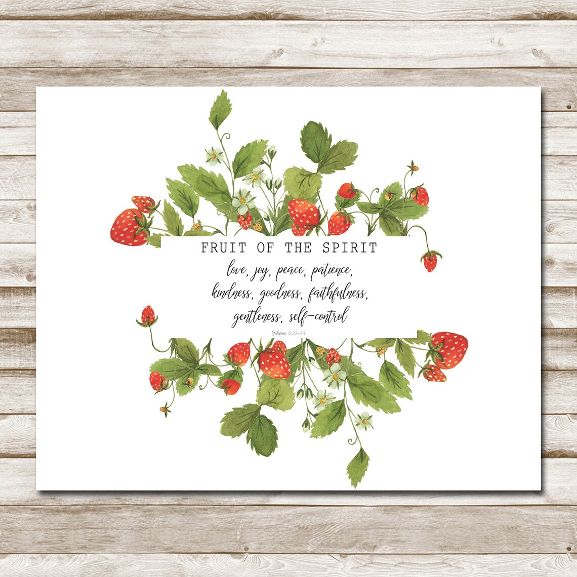 Fruit Of The Spirit Strawberry Botanical Galatians Verse Poster - Image 10