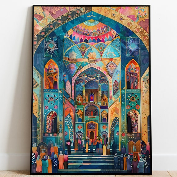 Persian Turkish Monument Painting Mughal Wall Art For Living Room Decor Instant Travel Poster