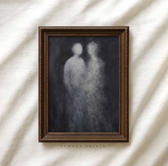 Ghostly Couple Art Print Spooky Halloween Spirit Lovers Haunted Soul Wall Decor