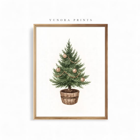Minimalist Christmas Tree Art Print Winter Xmas Poster Cozy Holiday Wall Decor