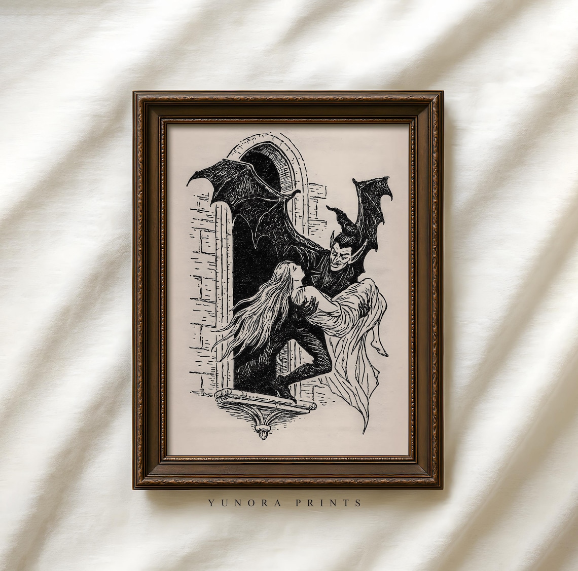 Vintage Vampire Art Print, Gothic Halloween Decor