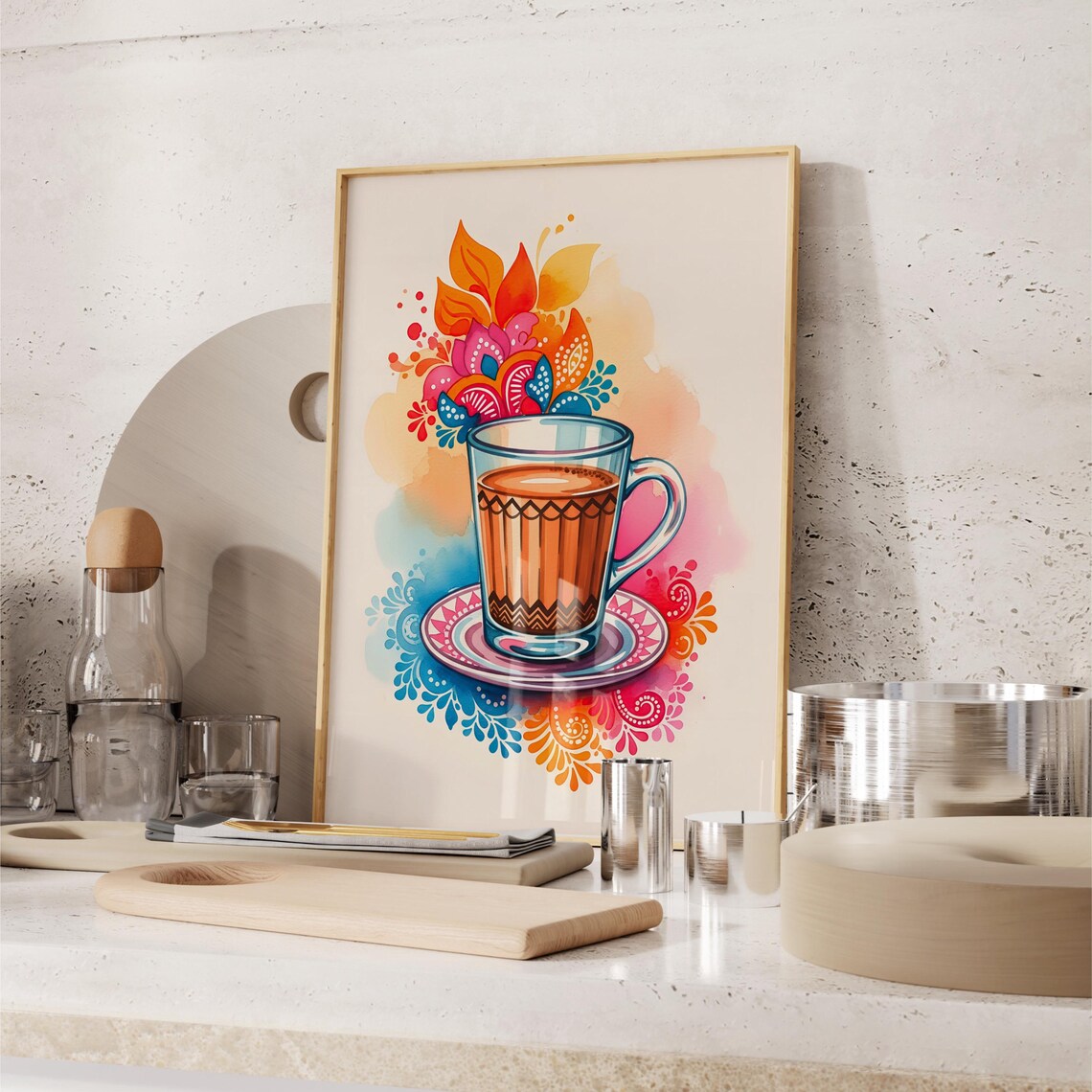Chai Poster, Modern Watercolor Kitchen Art Print