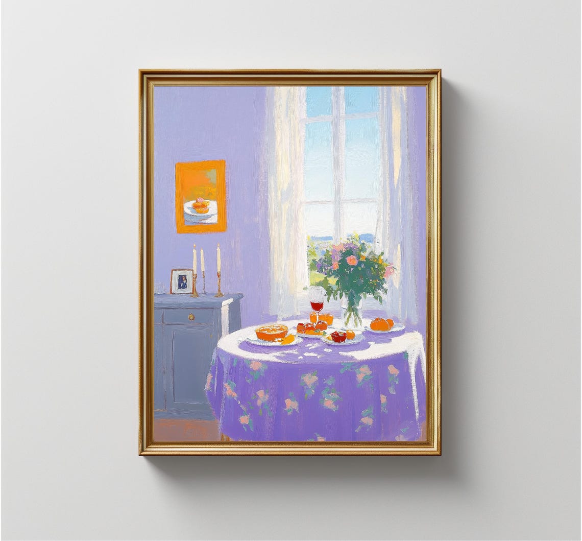 Lavender Dining Room Breakfast Window Sunlit Interior Painting Poster - Image 4