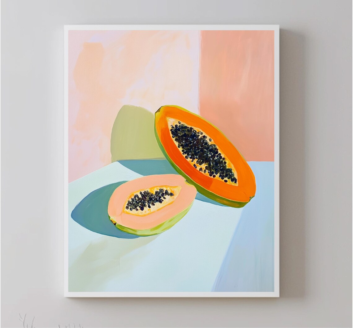 Colorful Papaya Painting, Impressionist Food Art Print - Image 5