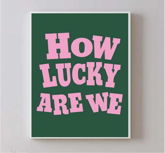 How Lucky Are We Wall Art Retro Aesthetic Poster Western Wall Art Apartment Decor Vertical Print Dorm Room Decor