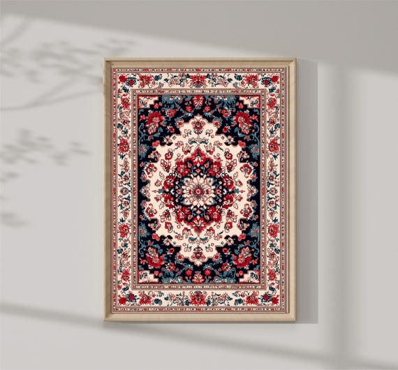 Vintage Textile Wall Art Antique Tapestry Print Modern Farmhouse Eclectic Art Print Wall Decor