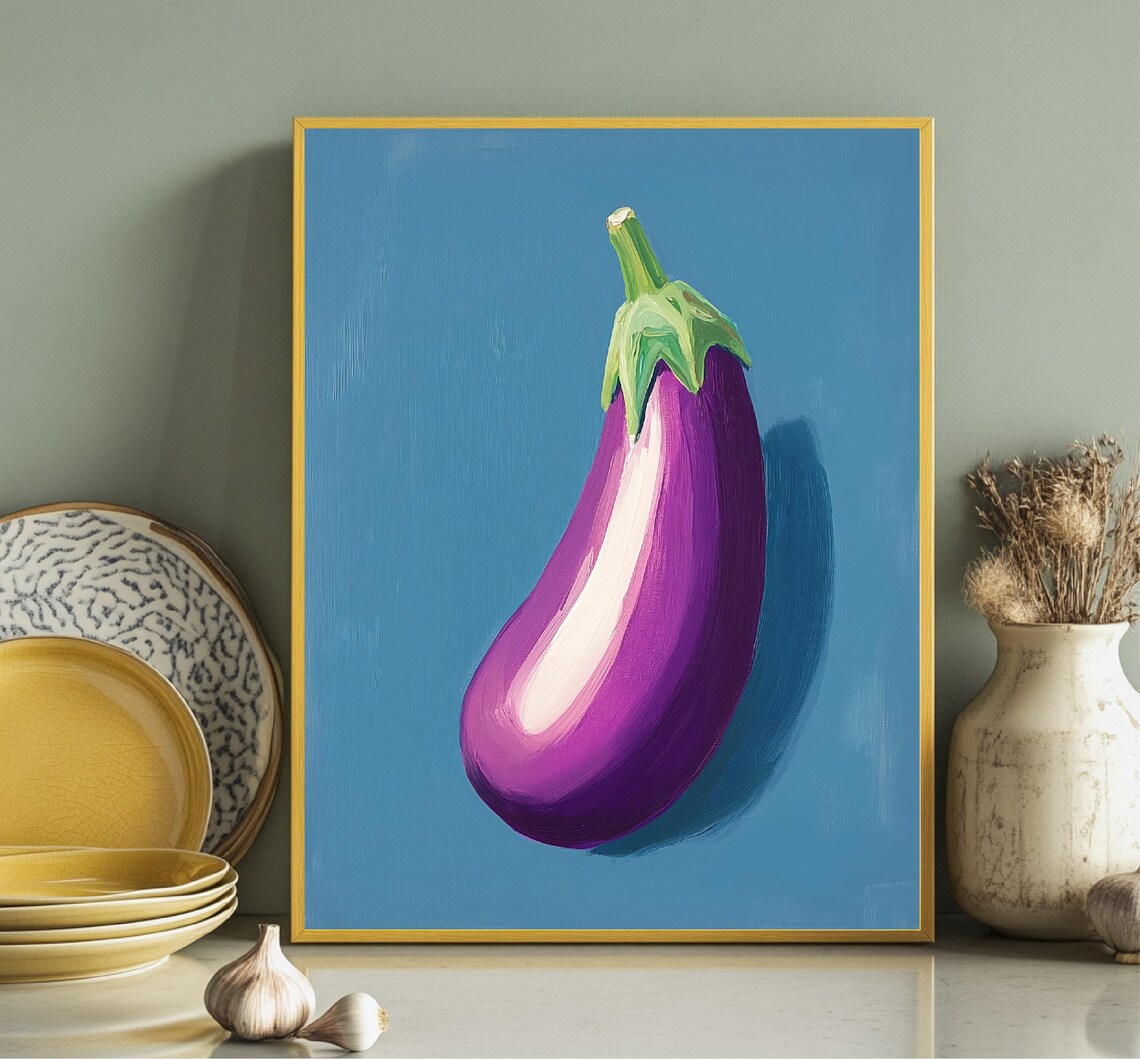Eggplant Art Vegetable Wall Print Vegetable Poster Cozy Art For The Kitchen Home Decorating Gift - Image 3