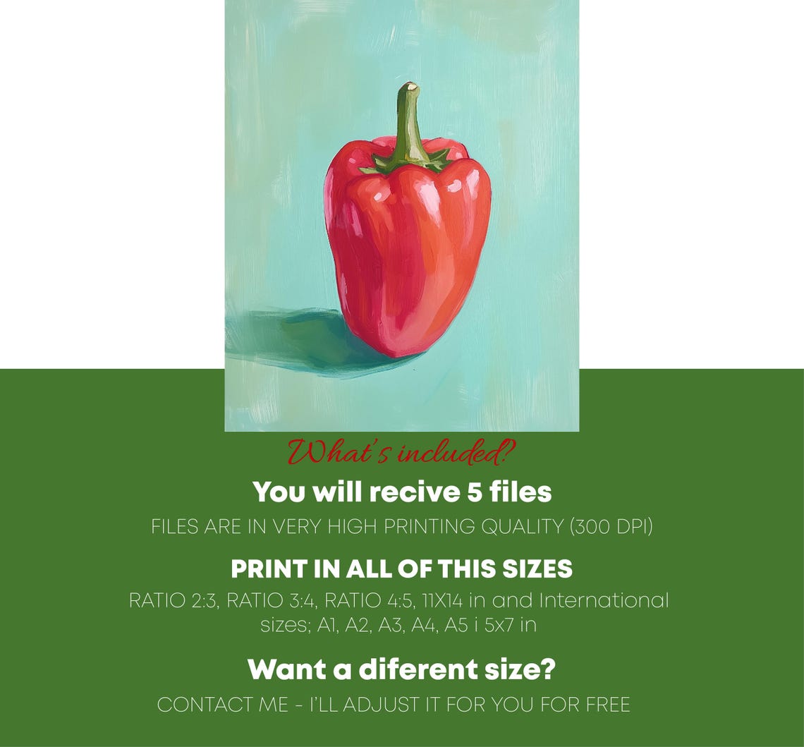 Red Bell Pepper On Teal Background Bold Vegetable Still Life Poster - Image 4