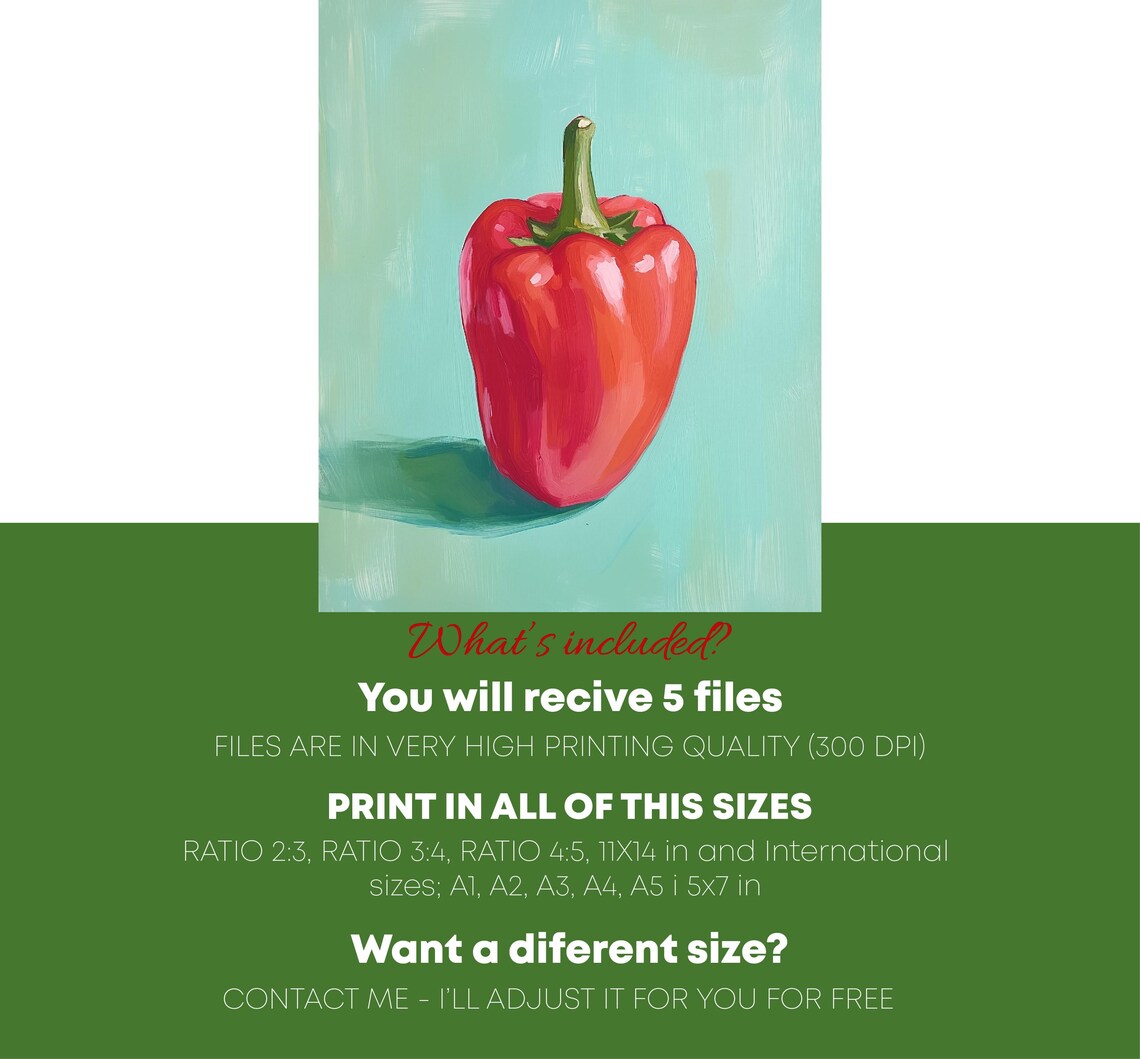 Red Pepper Art Vegetable Wall Print Vegetable Poster Cozy Art For The Kitchen Home Decorating Gift - Image 4