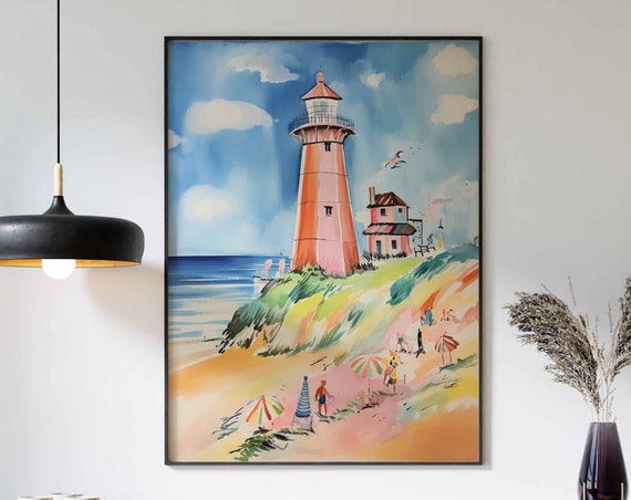 Boho Art Boho Print Rustic Lighthouse Art Bathroom Wall Art Rustic Coastal Dcor Boho Wall Art Seaside Art Vintage Lighthouse Poster