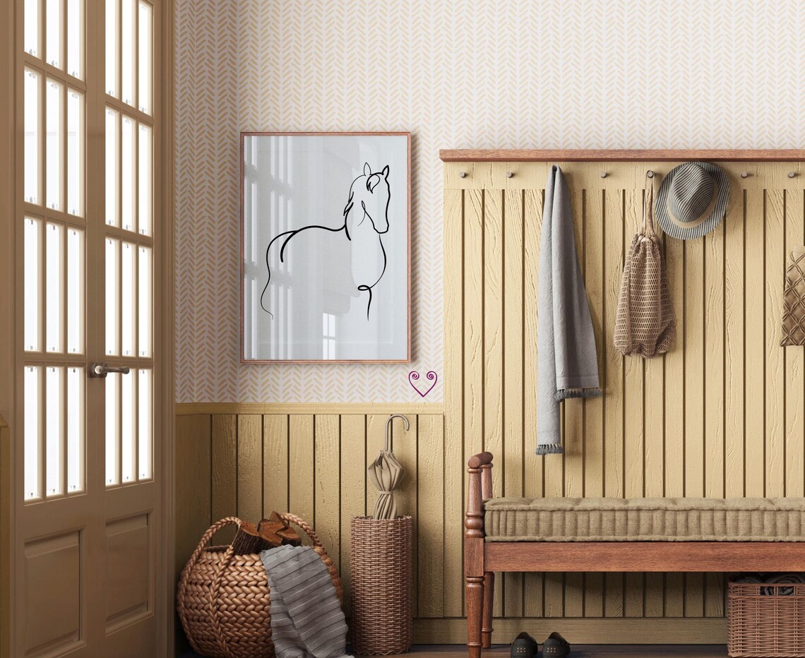Horse One Line Drawing Minimalist Equestrian Farmhouse Standing Print - Image 2