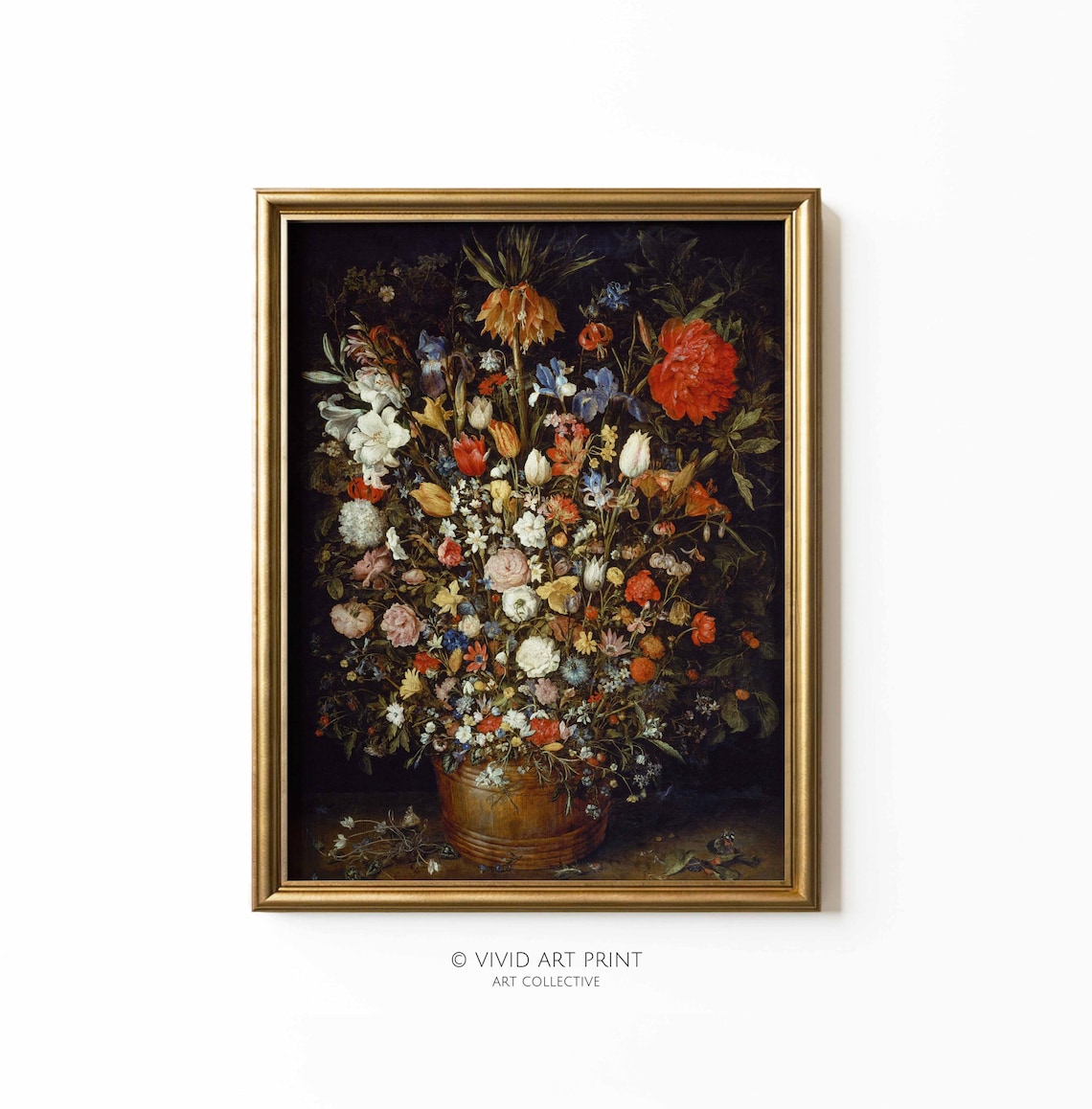 Flowers Basket Wall Art Vintage Still Life Luxury Baroque Home Decor Vivid Art Print Jb 712