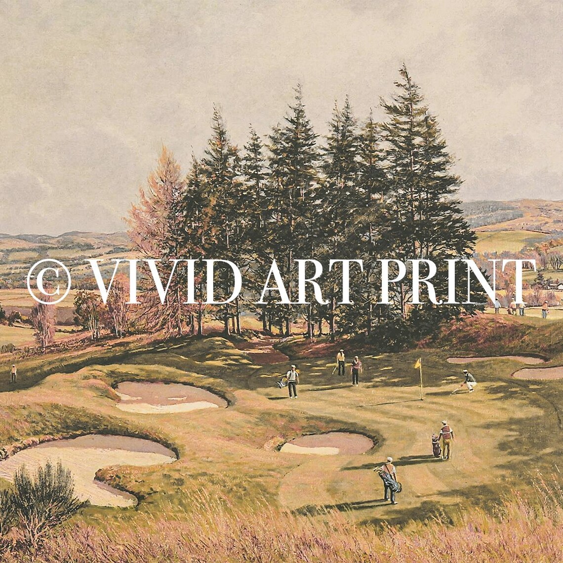 Antique Fairway Landscape, Vintage Golf Art - Image 4