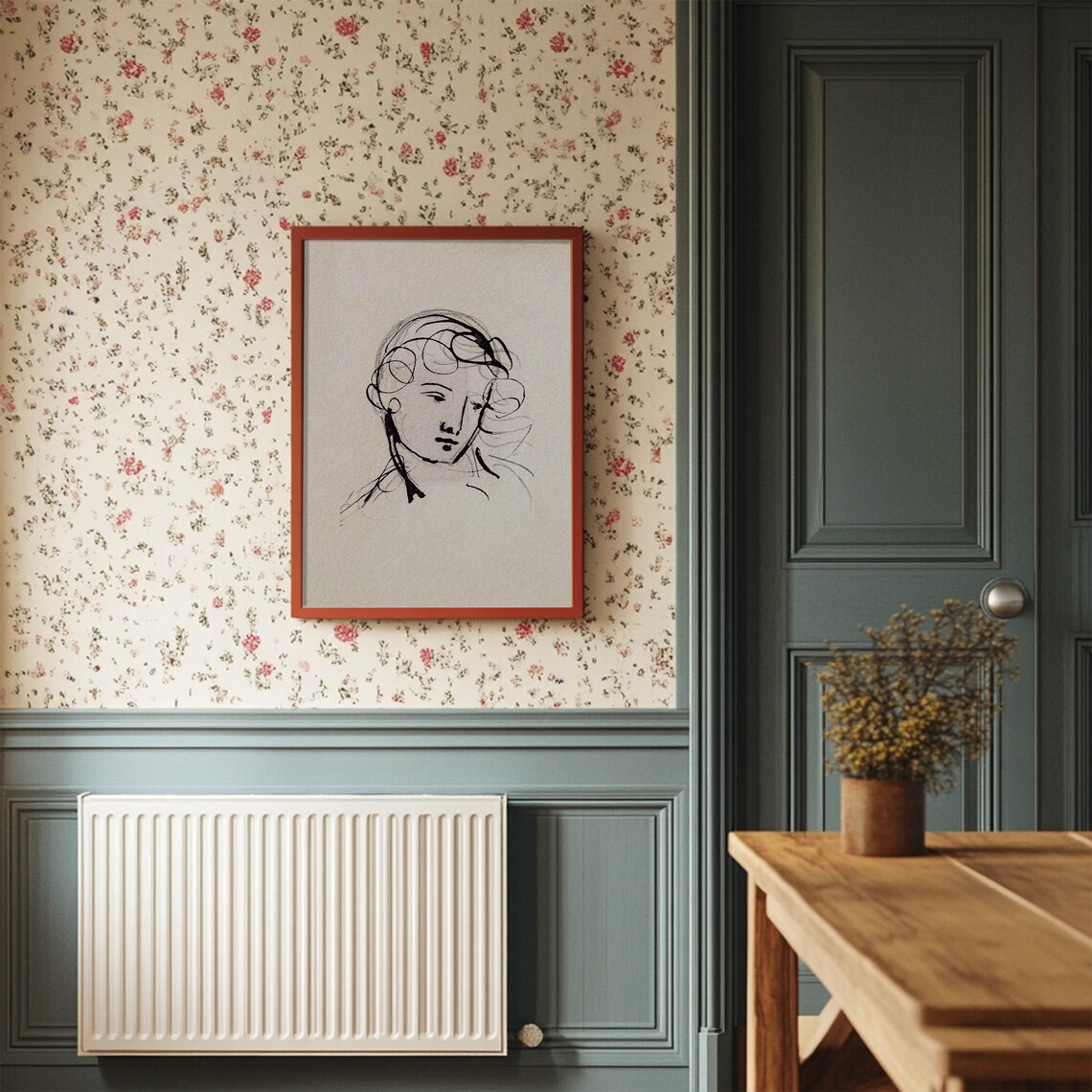 Minimalist Ink Portrait Sketch of a Woman Vintage Contour Art Poster - Image 3