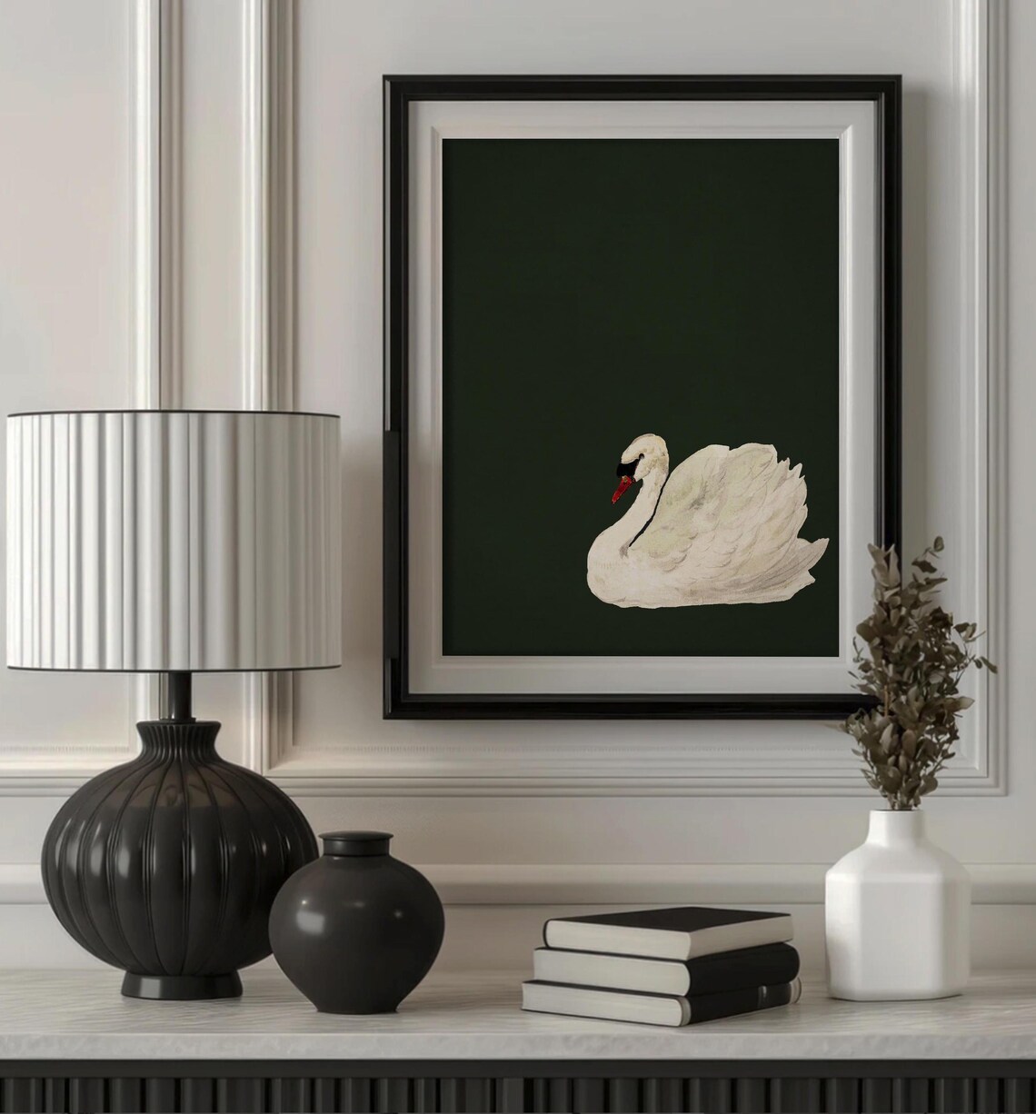 Vintage Swan Art Print, Antique Nursery Decor - Image 2