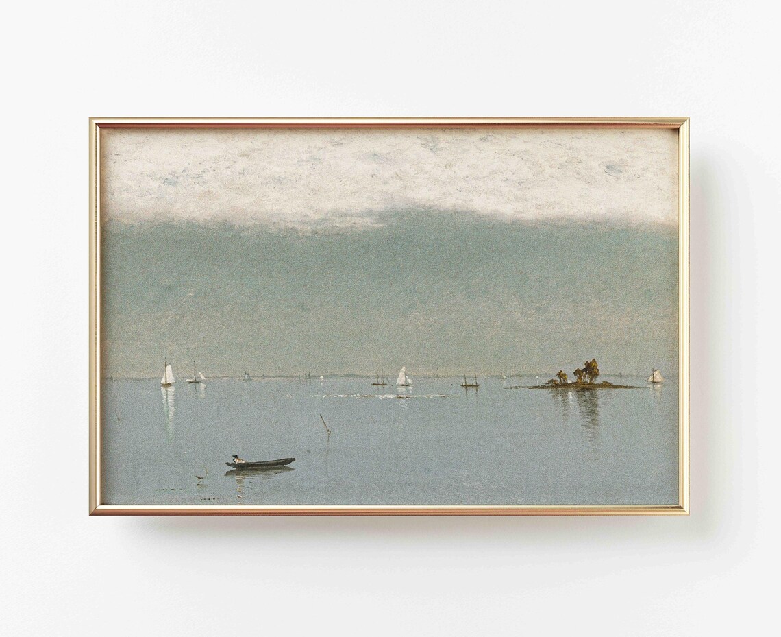 Seascape Sailboat Vintage Landscape Art Print - Image 2