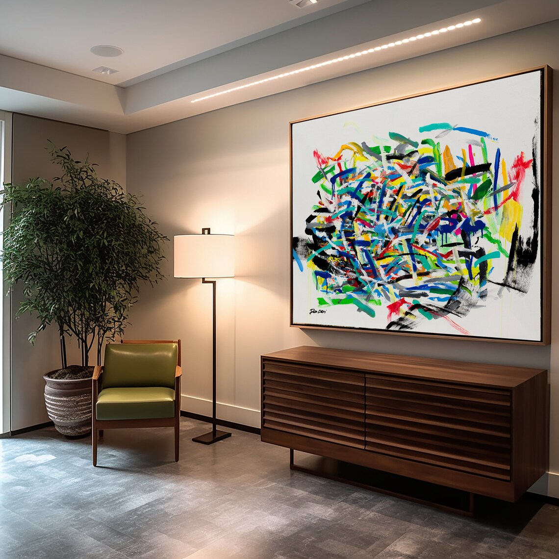 White Abstract Art Print, Modern Living Room Decor - Image 4