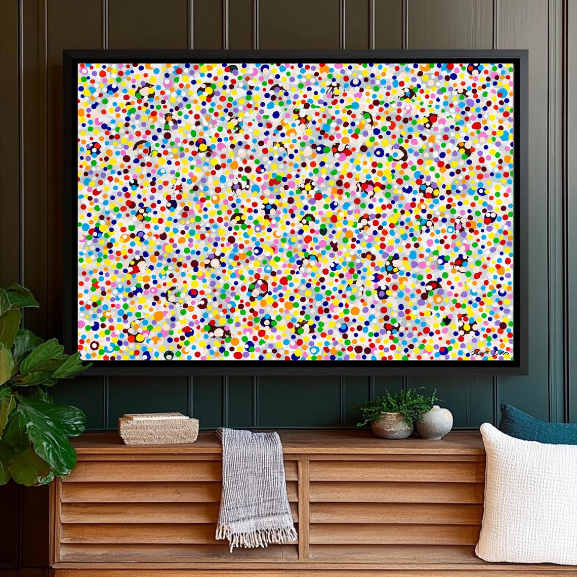 Horizontal Rainbow Dot Poster Vibrant Confetti Speckle Artwork - Image 2