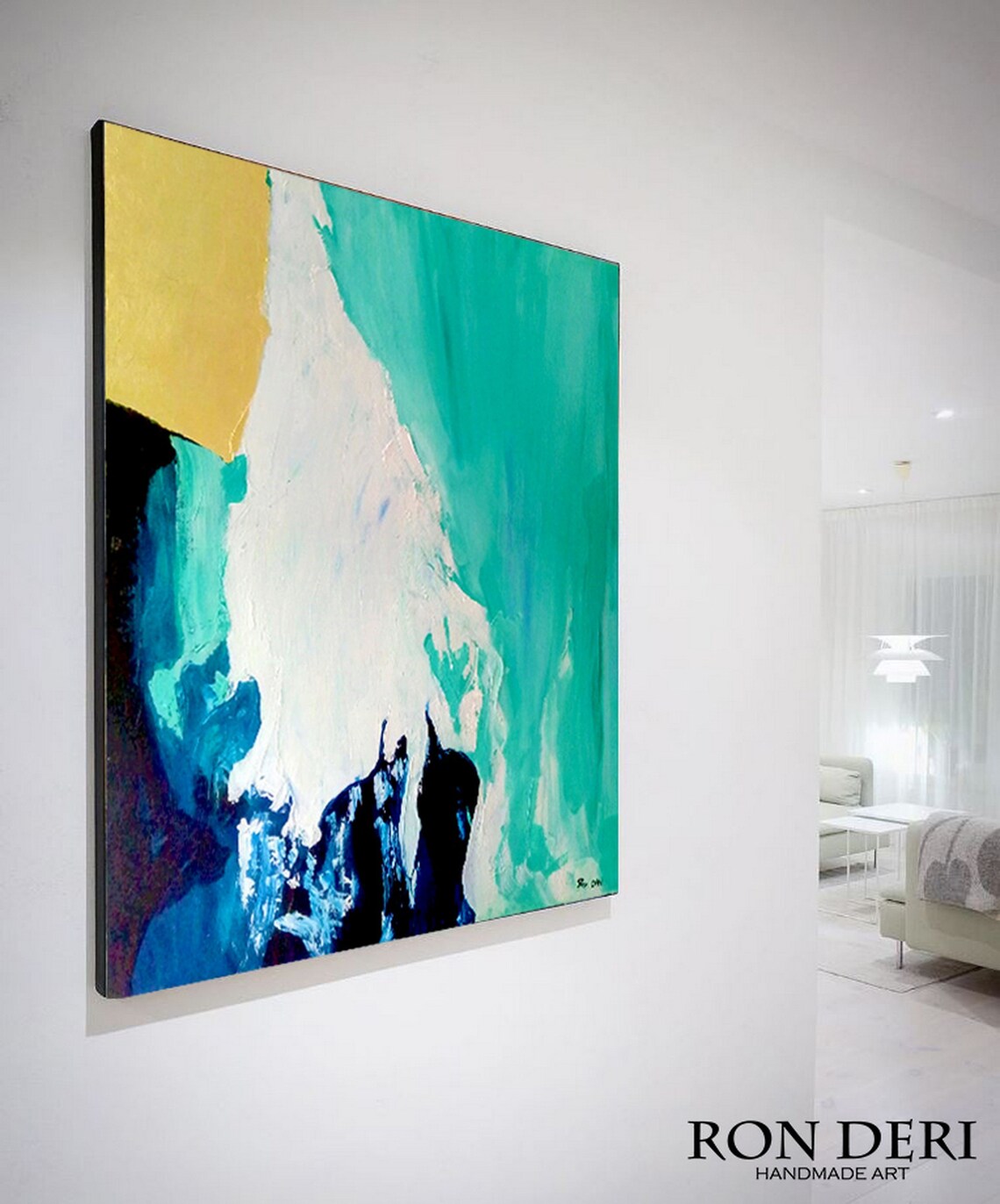 Abstract Gold Painting Art Print, Contemporary Decor - Image 3