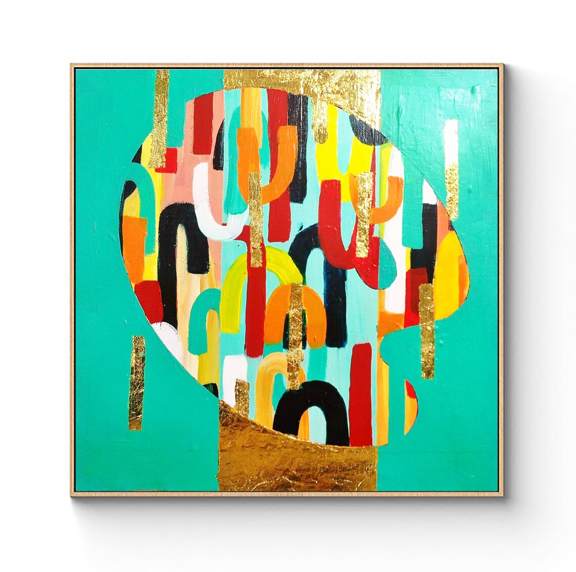 Gold Leaf Abstract Art Print, Colorful Painting - Image 3